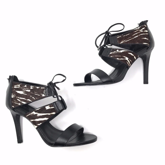 Charles David Shoes - Charles David Black Brown Zebra Calf Leather Heels